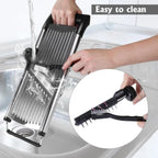 Adjustable Mandoline Slicer for Vegetables, Fruits, Stainless Steel with Cut-Resistant Gloves, Black/Silver