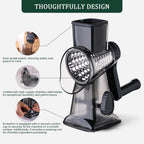 HANSGO Rotary Cheese Grater, Hand Crank Cheese Shredder, Vegetable Slicer for Kitchen, 3 Interchangeable Blades for Potatoes Carrots Onion Zucchini Nuts Chocolate Fruits, Black