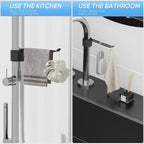 Stylish and Functional Dish Towel Holder - Keep Your Kitchen Rags and Dishcloths Neat and Within Reach with This Sink Dish Cloth Holder and Storage Rack! (1, Black)