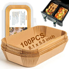 Air Fryer Paper Liners for Dual Zone Airfryer, 8.1x5.5 inch Rectangle Disposable Parchment Inserts for Two Drawer Ninja Double Stack XL 8-10 Quart Air Fryers, Food Grade Accessories BPA free