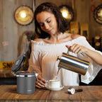 Veken Coffee Canister, Airtight Stainless Steel Kitchen Food Storage Container with Date Tracker and Scoop for Beans, Grounds, Tea, Flour, Cereal, Sugar, Cookies Jars, 16OZ Gray