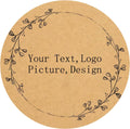 Custom Stickers Kraft Paper Labels Personalized Withe Text, Business Logo Customized Food Jars Labels Bakery Label Sticker Package Favor Canning Circle 100pcs (Style 5)