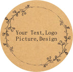 Custom Stickers Kraft Paper Labels Personalized Withe Text, Business Logo Customized Food Jars Labels Bakery Label Sticker Package Favor Canning Circle 100pcs (Style 5)