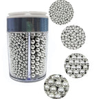 4 in 1 Super Silver Pearl Sugar Sprinkles 6 oz, 4 sizes Candy Pearls Ideal for Baking, Cake and Cupcake Toppers, Cookie Decoration, Ice Cream Topping, Wedding Shower Valentines Halloween Christmas