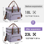 Maelstrom Lunch Bag Women,23L Insulated Lunch Box For Men Women,Expandable Double Deck Cooler Bag With Side Tissue Pocket,Lavender