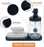 Silicone Organizer Tray, Soap and Sponge Holder for Kitchen Sink, Bathroom - Storage Tray for Dish Brush, Soap Dispenser, Dishwashing Accessories- 2 Pack (Black)