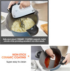 ACTIV CUISINE 5qt Pasta Pot with Strainer Lid, Cast Aluminum Stockpot Multipot, Nonstick Ceramic Coating make Cleanup easy with Tempered Glass Lid, Dishwasher Safe, Induction, Blue