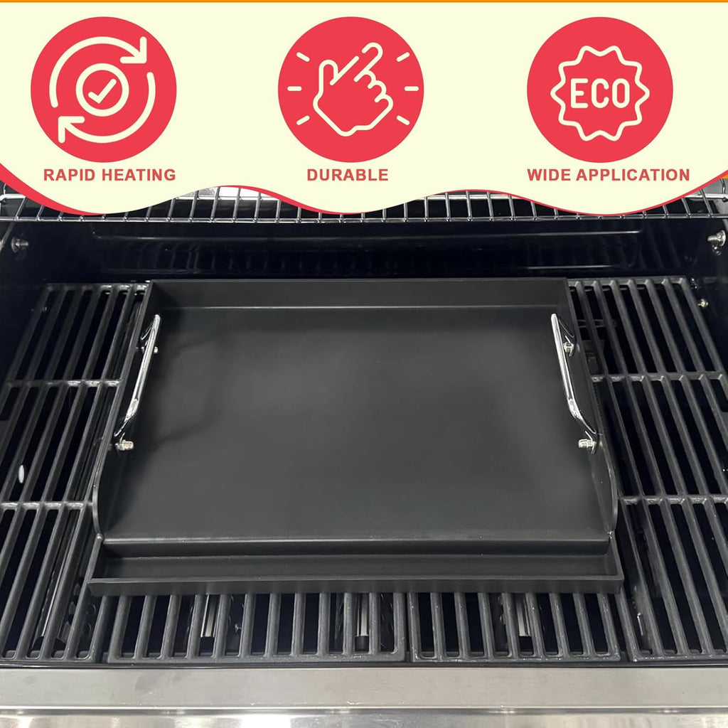 DcYourHome Universal Griddle Insert for Gas Grill/Gas Stove, Nonstick Carbon Steel Flat Top Griddle Plate for Camp Chef, Nexgrill, Kenmore Etc. All Gas Grills, Flat Top for Stove 4 Burner 17" x 13"