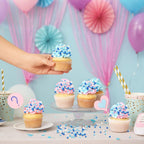Blue White Pearl Sugar Sprinkles 2mm 130g/4.6 Oz Blue Sprinkles for Cake Decorating White Candy Pearls Baking Decorations Edible Sugar Pearls Sprinkle for Ice Cream Toppings Wedding Chirstmas