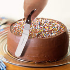 Offset Cake Icing Spatula Set of 4- Professional Stainless Steel Cake Decorating Frosting Spatulas, 4"-6"-8"-10" Flexible Resistant Blade, Wooden Handle For Easy Grip