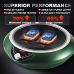 Induction Wok Pan Cooktop 1700W (85V~175V) 16 Levels Temperature & Power Control Induction Wok Burner with 18 Hours Timer, Auto-off, Fast & Even Heating Concave Electric Stove (Green)