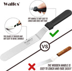 Walfos Icing Spatulas, Stainless Steel Cake Spatula with Sturdy and Durable Handle Cake Decorating Spatula Set of 2 - Multi purpose Use for Home, Kitchen or Bakery (6” & 8”)