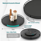 16" Acacia Wood Lazy Susan Turntable with Metal Frame - Large Black Lazy Susans Organizer Countertop Storage - Wooden Serving Tray for Charcuterie Cheese Board - Kitchen Counter Rotating
