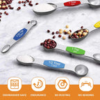 Wildone 14 Piece Stainless Steel measuring spoons Set, Including 8 Double Sided Magnetic, 1 Leveler and 5 Mini, for Dry and Liquid Ingredients, Fits in Spice Jar