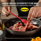 Anaeat High Heat Resistant Silicone Basting Pastry Brush Set of 3- Hygienic One-Pieces Design Spread Oil Butter for BBQ Grill Barbecue Baking Kitchen Cooking - BPA Free & Dishwasher Safe (10"+8.2")