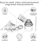 Measuring Cups and Measuring Spoons Set of 14 - Stainless Steel Measuring Cups and Spoons Set, Includes 1/8 Teaspoon Measuring Spoon, 1/8 Cup Measuring Cup, Leveler Dry (14, Charcoal)