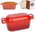 3.6QT Oval Enameled Cast Iron Dutch Oven, Sourdough Bread Baking Pan with Lid