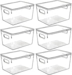 Clear Plastic Storage Bins with Lids, Perfect for Kitchen Organization or Pantry Organization and Storage, Stackable Fridge Organizer Bins, Storage Containers for Organizing, Cabinet Organizers