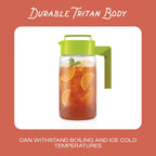 Takeya Flash Chill Iced Tea Maker - Airtight & Durable Iced Tea Maker Jug with Silicone Carry Handle - Leak-Proof & Lightweight Tea Infuser with Patented Flash Chill Technology - 2 Quart, Avocado