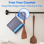 Silicone Spoon Rest for Stove Top, Non-Slip and Heat-Resistant, BPA-Free Kitchen Spoon Rest for Spoons and Ladles, Gray + Blue
