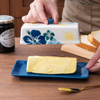 Butter Dish Ceramic Butter Keeper Butter Dish with Lid, Butter Container, Blue