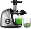 Jocuu Slow Masticating Juicer Machines with Soft Hard Modes Easy to Clean Quiet Motor & Reverse Function, Cold Press Juicer for Fruit & Vegetable, 90% Juice Yield, with Brush & Recipes (Grey)