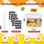 72pcs 4 oz Plastic Containers with Lids Labels Leak Proof BPA Free Airtight Refillable Clear Small Containers Storage Jars for Storing Dry Food Slime Honey Jam,white