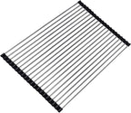 Ahyuan Roll up Dish Drying Rack Over The Sink Kitchen Roll up Sink Drying Rack Stainless Still Portable Drainer Foldable Dish Rack (Black, 17.8''X13.5'')