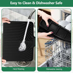 GUUKIN Silicone Dish Drying Mat,17.7" x 11.8 " Drying Matt Kitchen Counter, Dish Drying Rack Mat, Easy Clean Pad for Countertop Protection, Multi-Functional Use, Not applicable Bumps up sink (Black)