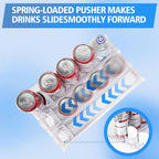 SOLY Drink Organizer for Fridge,Fridge Drink Dispenser for Fridge Automatic Pusher Glide,For Refrigerator Organizing Holds up to 14.96" D, Adjustable for 6-20oz (4 Row)
