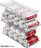 Sorbus Soda Can Organizer for Refrigerator - Stackable Holder Dispenser With Lid for Fridge, Pantry, Freezer - Holds 9 Cans Each, BPA-Free, Clear Design, Drink Organizer (2-Pack)