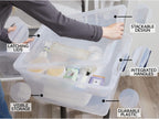 Rubbermaid Cleverstore 74 Qt Clear Storage Bins with Lids and Nesting Tray, 4-Pack, Stackable, BPA-Free, Made in USA