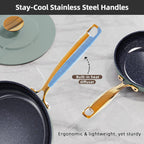 Nuwave Lux LE 13-Pc Cookware Set with Elegant Gold Handle, Diamond Infused Ceramic Non-Stick, PFAS Free, Premium Metal Lids, Ergonomic Stay-Cool Handles, Induction Ready & Compatible w/All Cooktops