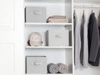 StorageWorks Storage Baskets for Shelves, Foldable Fabric Closet Storage Bins with Handles, Fabric Storage Bins Clothes Organizer, Light Grey, 3-Pack, Large