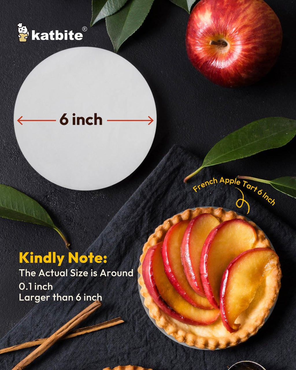 Katbite® 6 Inch 200Pcs Parchment Paper Rounds, Round Baking Sheets Paper, Uses for Cake Baking, Patty Separating, Tortilla Wrapping