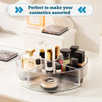 FreshKeeper Plastic Lazy Susan Organizer, Clear Pantry Lazy Susan Turntable for Cabinet and Kitchen 11’’ with Removable Dividers
