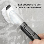 SetSail Dish Brush, Dish Cleaning Brush with Stainless Steel Handle and Replace Head Kitchen Dish Scrub Brush with Soap Dispenser for Pot Sink Pan Cleaning, Black