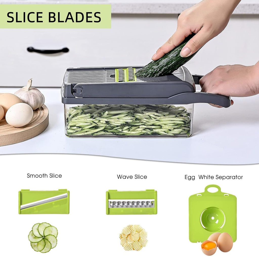 Vegetable Chopper Slicer 13-in-1 with Spice Chopper Set 7 Blades Veggie Dicer Onion Fruit Cutter