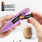 Zulay Kitchen Tornado Whisk Milk Frother with 4 AA Duracell Batteries - Triple Whisk for More Power - Handheld Coffee Frother with Stand - Drink Mixer for Lattes, Matcha & Protein Shakes