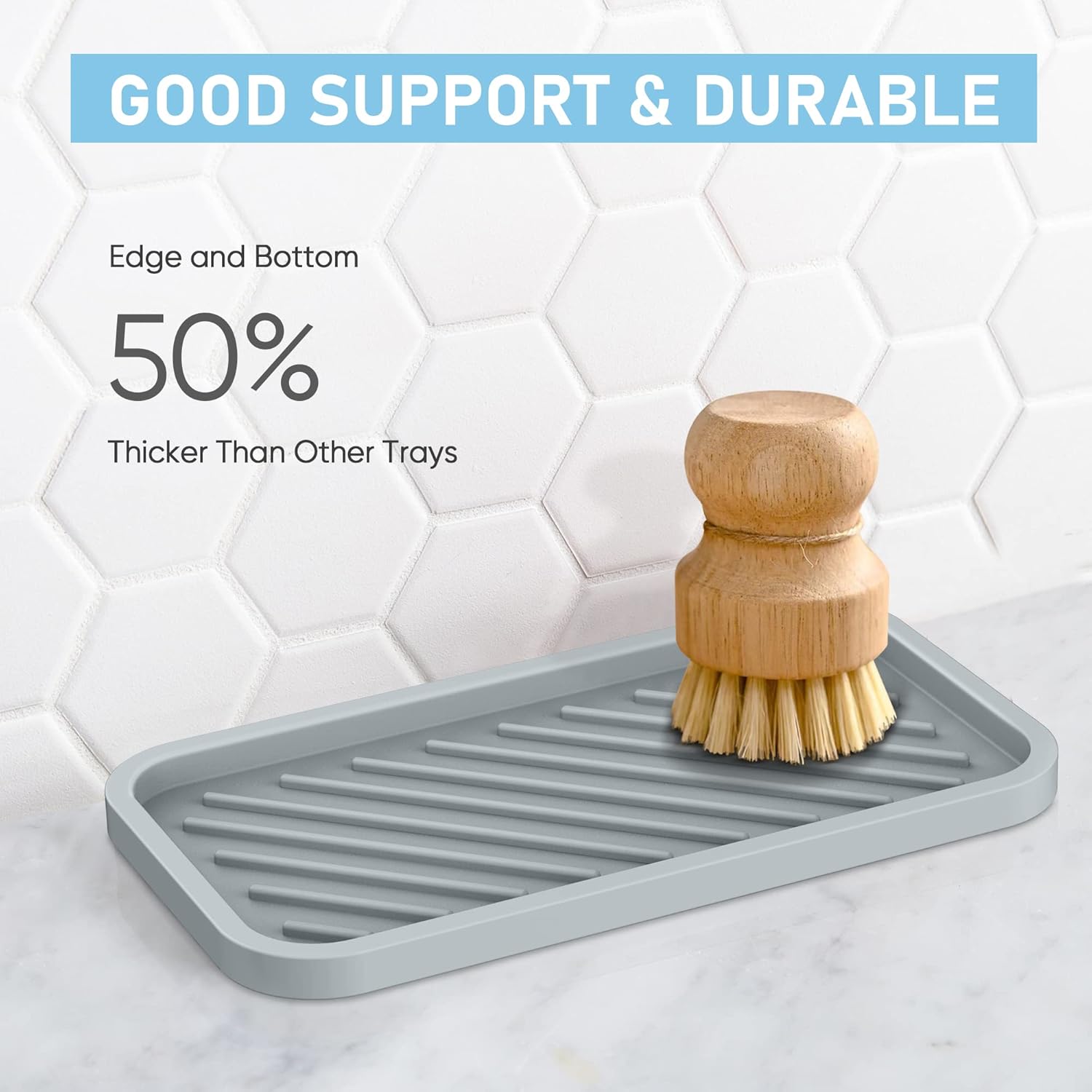 EG-SIPRO Silicone Sponge Holder-Large Thick Durable 10" Sink Organizer Tray-Kitchen & Bathroom