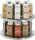 Juvale 2-Tier Lazy Susan Spice Rack Organizer for Cabinet - 10.5 in, Stainless Steel - Kitchen Countertop Organizer & Spice Carousel for Pantry Organization