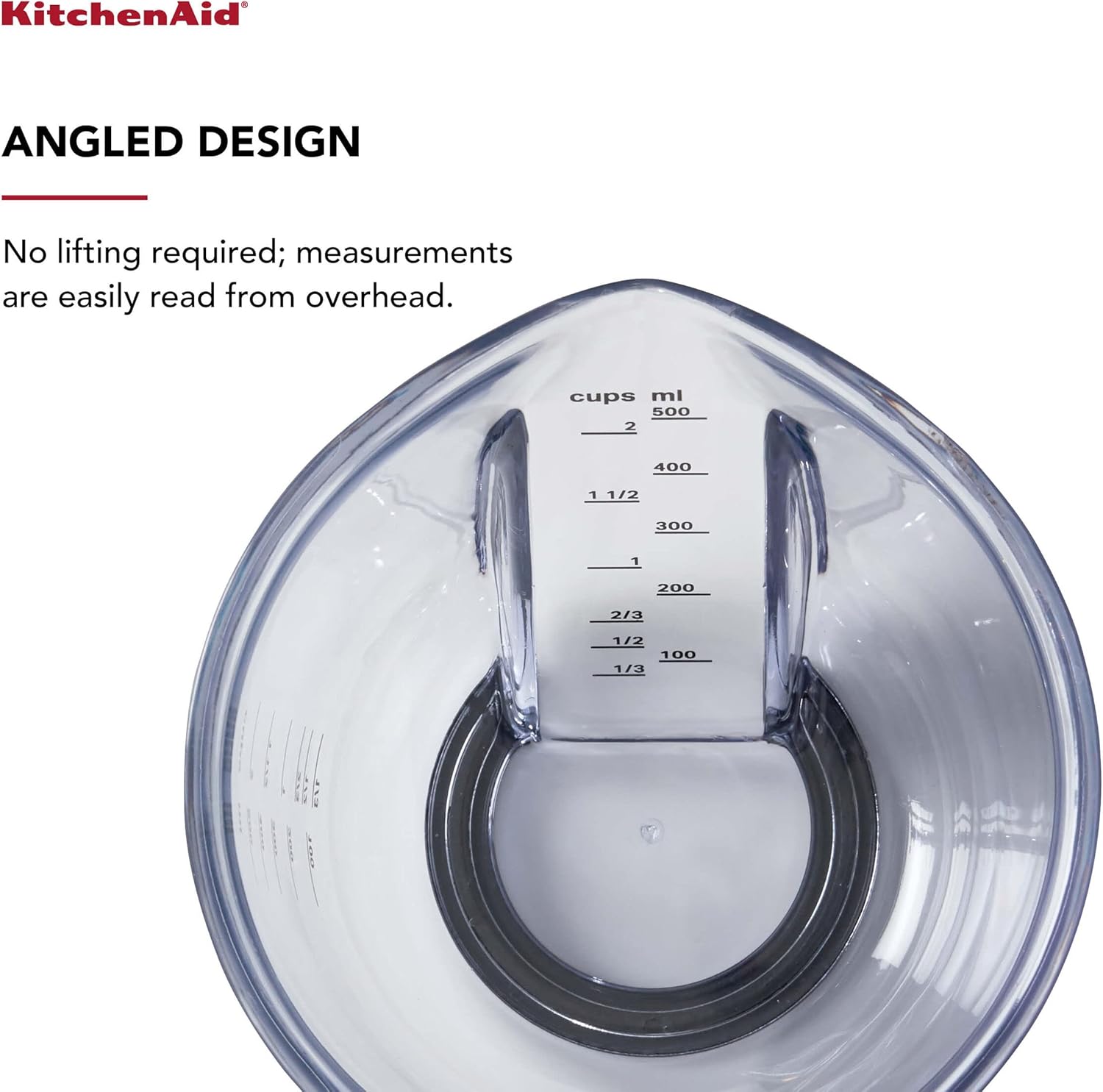 KitchenAid Universal Easy View Angled Measuring Cup, Medium, Clear with Black Handle