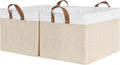 StorageWorks Storage Bins, Fabric Storage Bins for Shelves, Extra Large Storage Baskets with Metal Frame, Closet Baskets and Bins with Handles, Jumbo, Brown and White, 2-Pack
