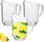 Tessco for you Plastic Pitchers 60 Ounce Clear Restaurant Jug Large Water Pitcher Carafe Serve Milk Tea Juice Drink for Parties Container Dispenser Beer Jar(3 Pcs)