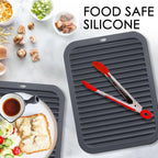 4 PCS Silicone Trivet for Hot Dishes, Silicone Hot Pads Trivets Mat for Hot Pots and Pans, Heat Resistant Hot Mats, Pot Holders, Tables Mats for Countertop, Jar Opener, Drying Mat (Dark Grey)