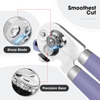 Beneno Can Opener Manual with Magnet, Hand Held Heavy Duty Can Opener with Durable Sharp Blade Smooth Edge, Big Effort-Saving Knob, Soft Grip Rubber Handle, Multifunctional Bottle Opener, Purple