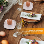 Honeydak 8 Pcs White Ceramic Egg Cups Hard Soft Boiled Egg Holders Stackable Porcelain Dish with Base for Breakfast Brunch Kitchen Serving Table Decor