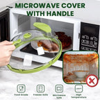 Steam And Reheat Microwave Cover, Microwave Splatter Cover, 2-In-1glass Microwave Cover For Food, Adjustable Steam Hole, Food Water Storage Box, Splash-Proof Design For Cooking (A)