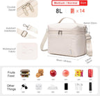 NOL Natural Organic Lifestyle Insulated Lunch Bags for Women Cooler Bag Lightweight Nylon Waterproof Lunch Box For Work（Medium, Cream
