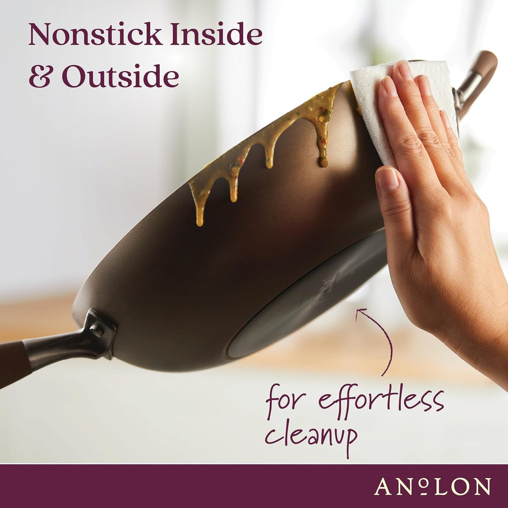 Anolon Advanced Home Hard Anodized Nonstick Deep Frying Skillet with Lid, 12-Inch Ultimate Pan, Bronze